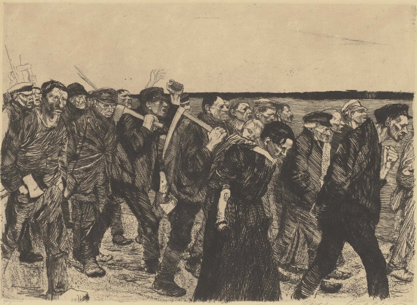Käthe Kollwitz, Weberzug, Blatt 4 aus dem Zyklus Ein Weberaufstand, 1893-1897