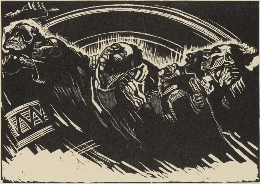Käthe Kollwitz, Die Freiwilligen, Blatt 2 der Folge Krieg, 1921/22