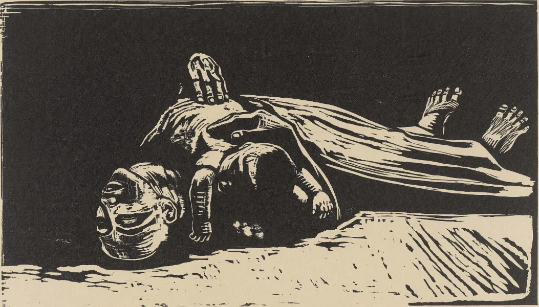 Käthe Kollwitz, Die Witwe II, Blatt 5 der Folge Krieg, 1922